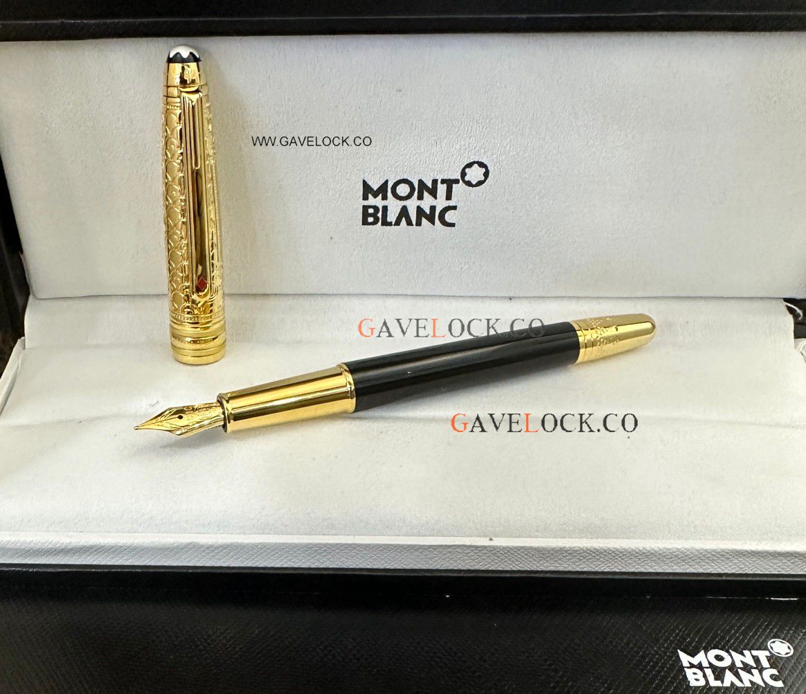 AAA Copy Montblanc Meisterstuck 164 Black & Gold Cap Fountain Pen